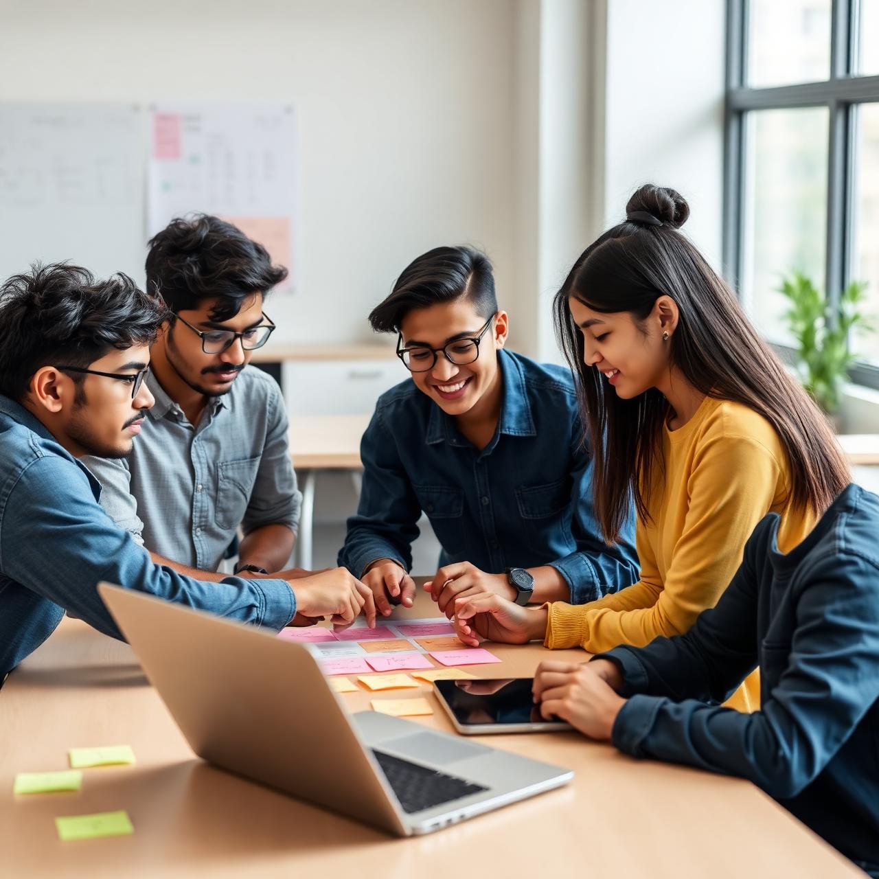 Teenagers brainstorming an AI app prototype